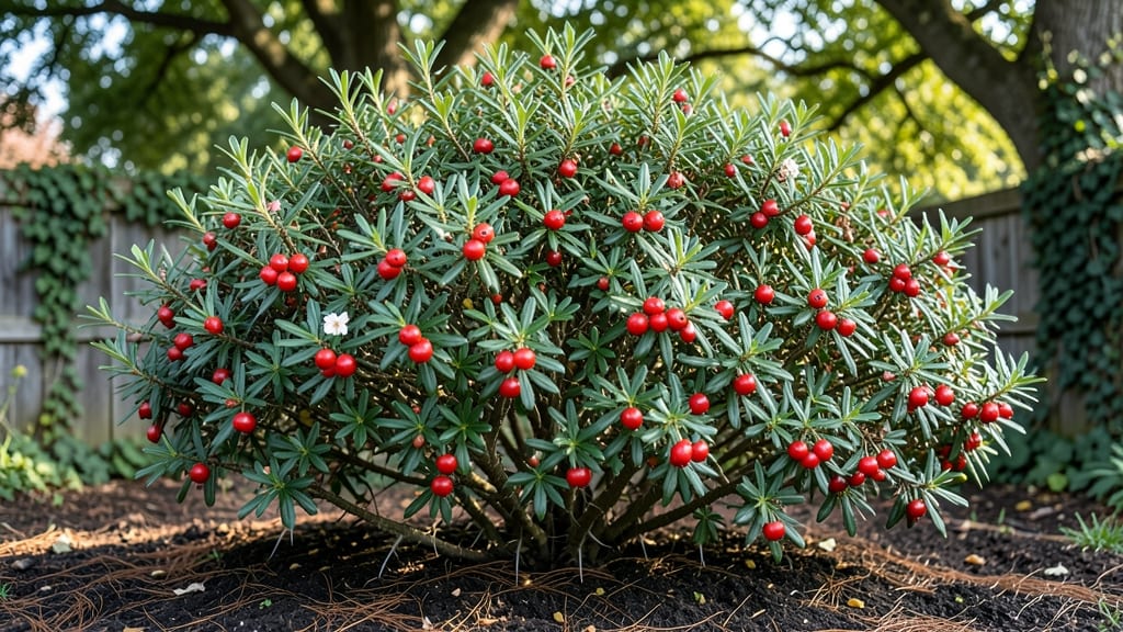 Bush With Red Berries in Summer: Vibrant Privacy Screen With Year-Round Color